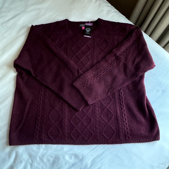 Vince Camuto Cable Knit Wine Colored Sweater Size XXL NWT - Picture 1 of 3